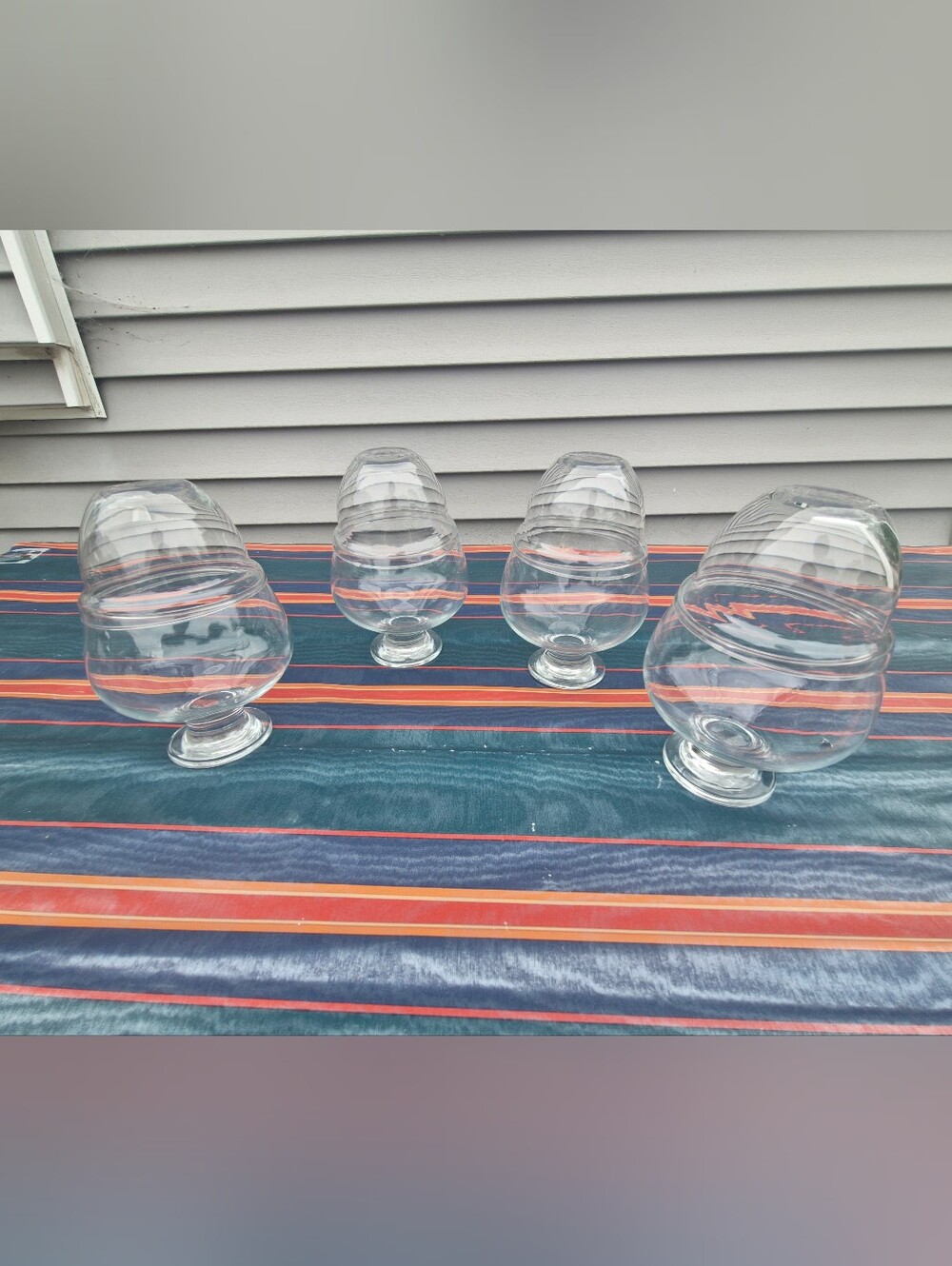 Vintage Clear Glass Footed Dessert Bowls Set 4 w/ Insert Bowls Parfait Cups